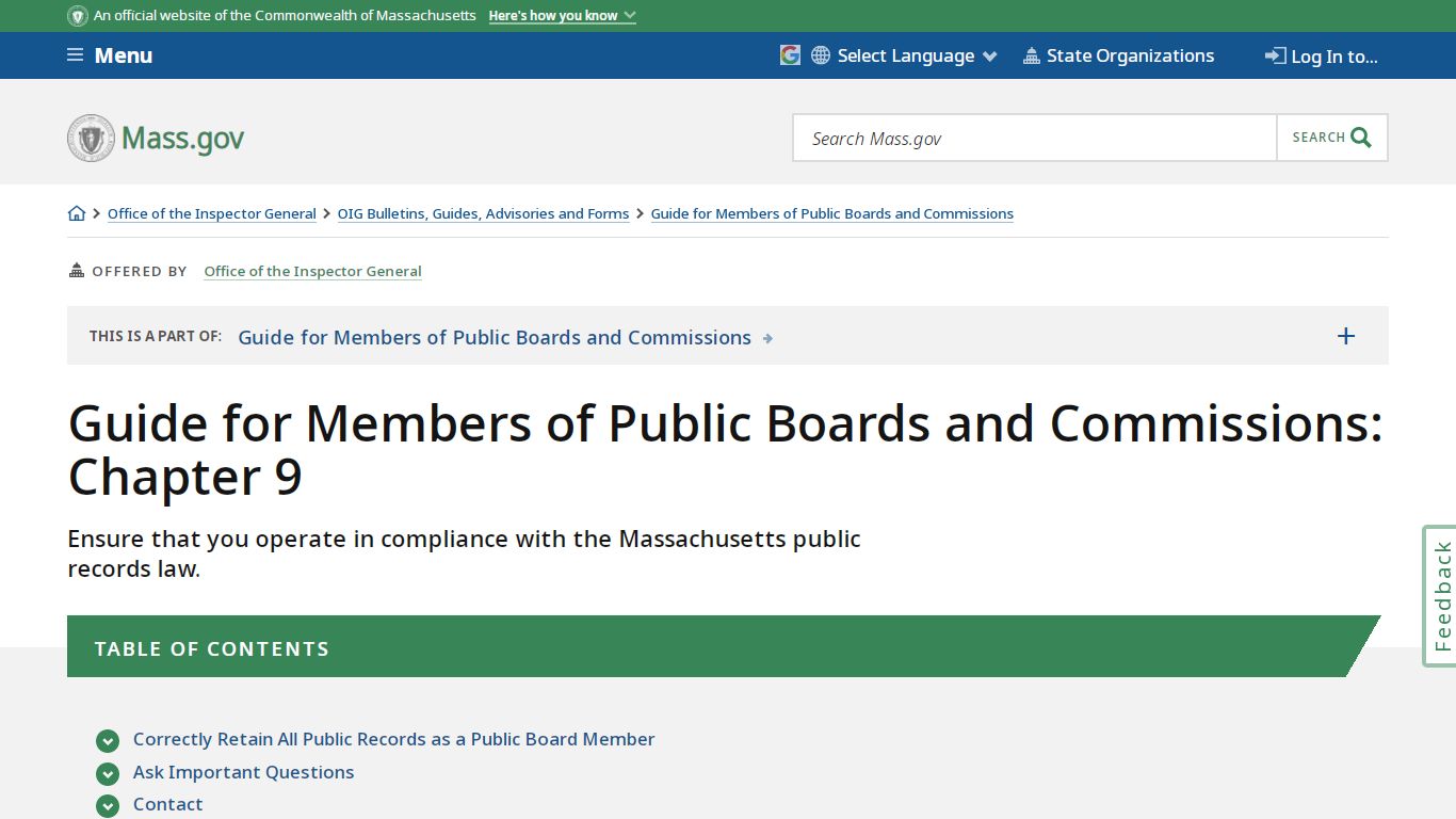 Guide for Members of Public Boards and Commissions: Chapter 9